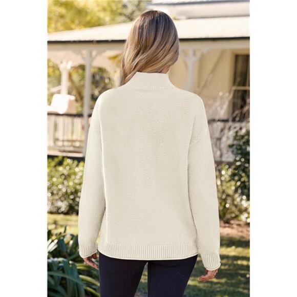 Women Turtleneck Sweater Long Sleeve Chunky Knit Pullover Cozy Fall Winter Top - Picture 4 of 7